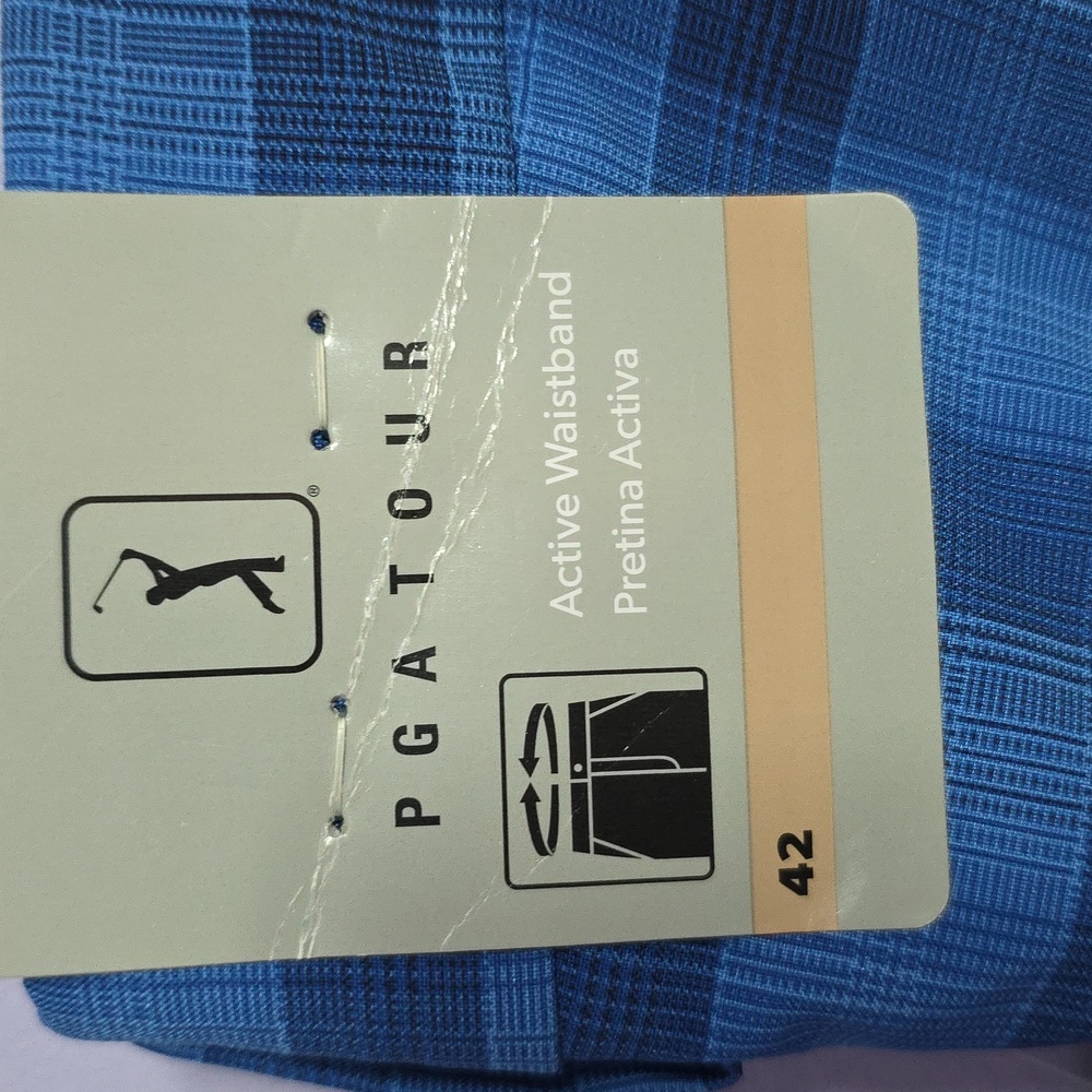 PGA Tour Blue Plaid Men's Golf Shorts - Picture 2 of 6